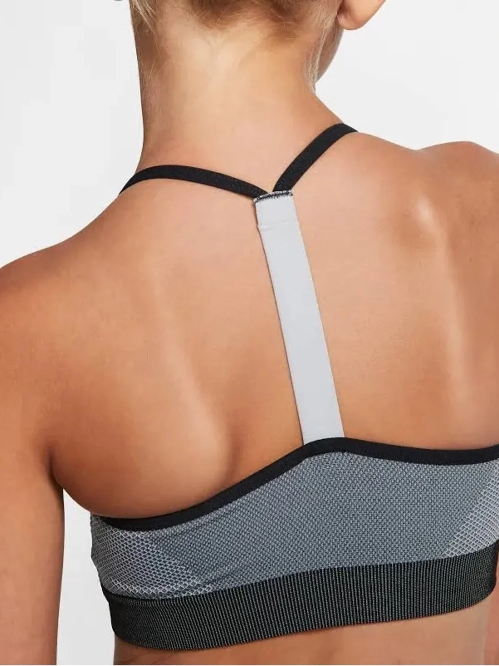 Nike Girls’ Seamless Sports Bra Black White Grey Youth M 🖤✨
